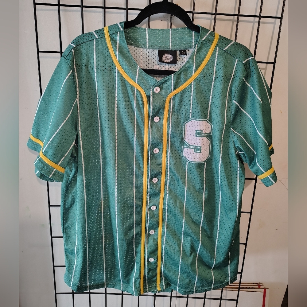 The Simpsons Family Baseball Jersey Green All Over Print Pinstriped